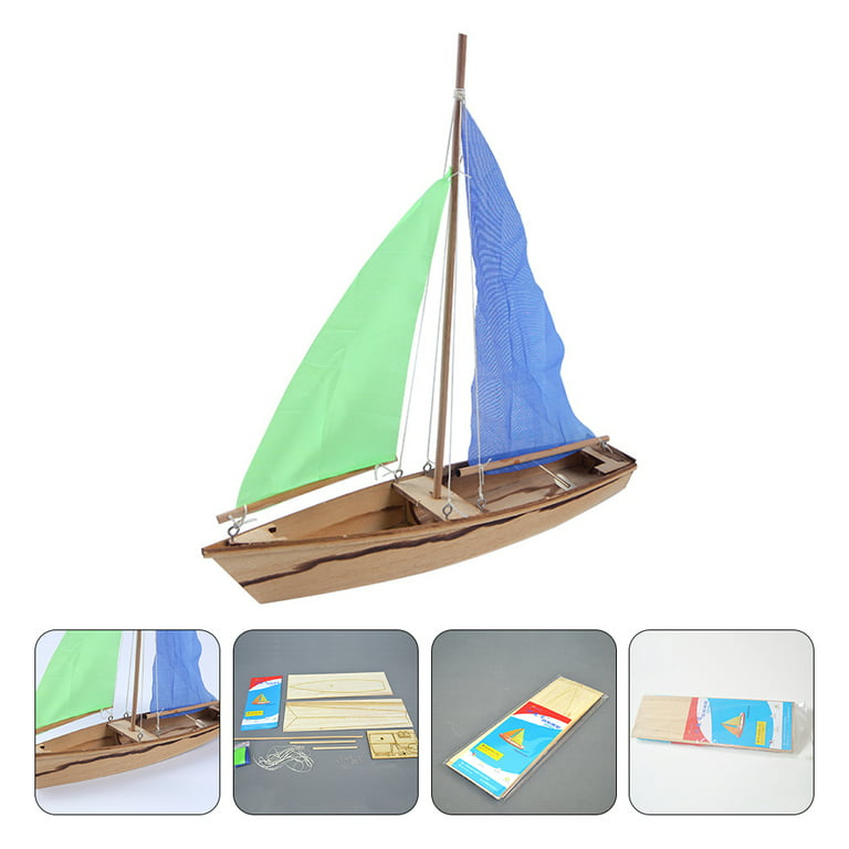 NUOLUX Sailboat Wooden Boat Model Ship Sailing Assembly Decor Puzzle Toys  Mini Woodfigurine Craft Miniature Puzzles Nautical 