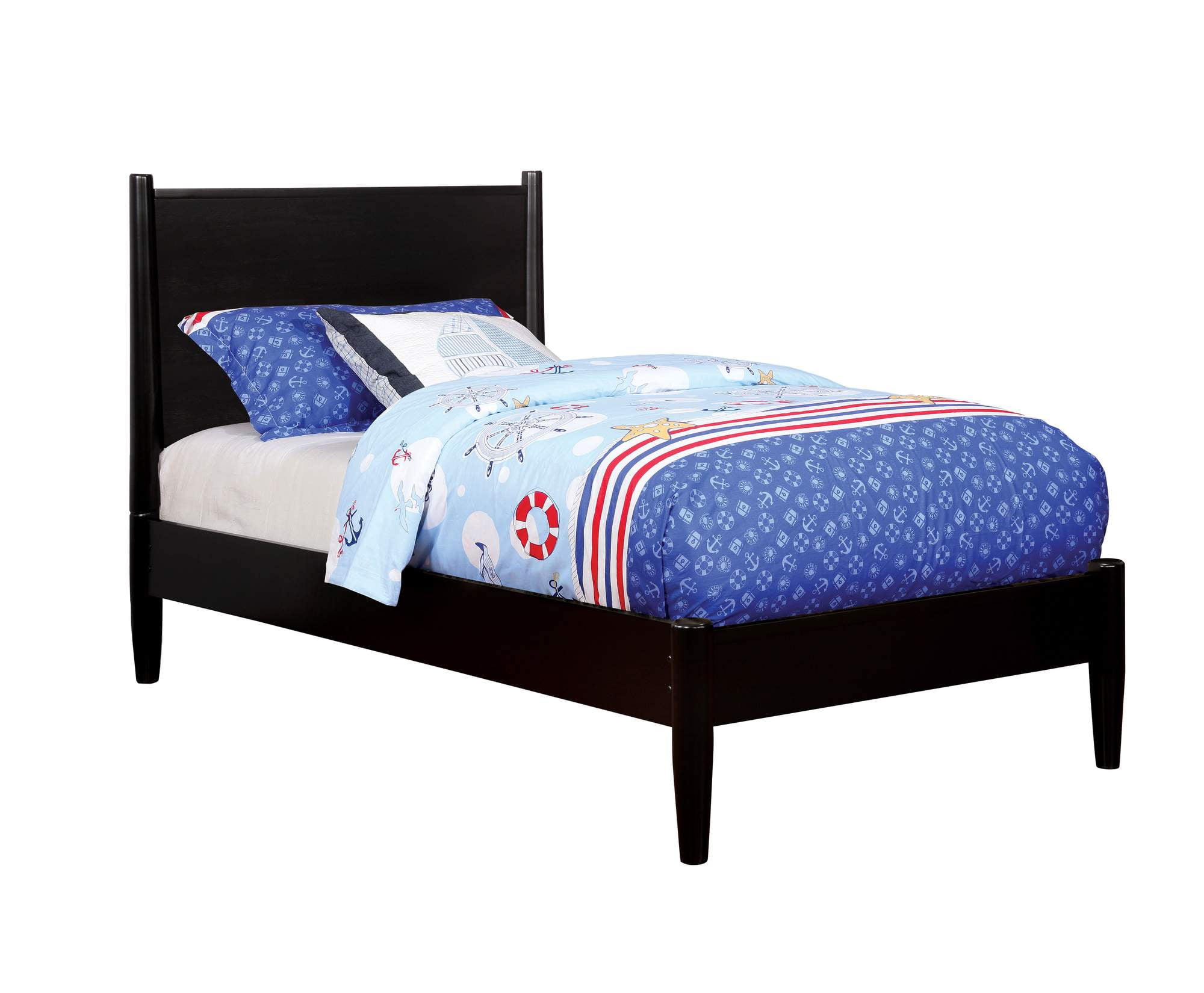 Furniture of America Farrah MidCentury Modern Wood Bed, Twin, Black