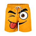 thumbnail image 4 of Qicasul Men's Funny Cartoon Face Print Shorts, 3D Funny Expression Casual Summer Pants with Elastic Waist,Orange,XXL, 4 of 4