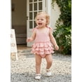 thumbnail image 5 of BemeyourBBs Newborn Baby Girl Summer Clothes Cute Infant Baby Girl Cotton Linen Outfit Bubble Romper 0 3 6 12 18 Months Strap Tie-up Sleeveless Layered Bodysuit Jumpsuit Playsuit, 5 of 9