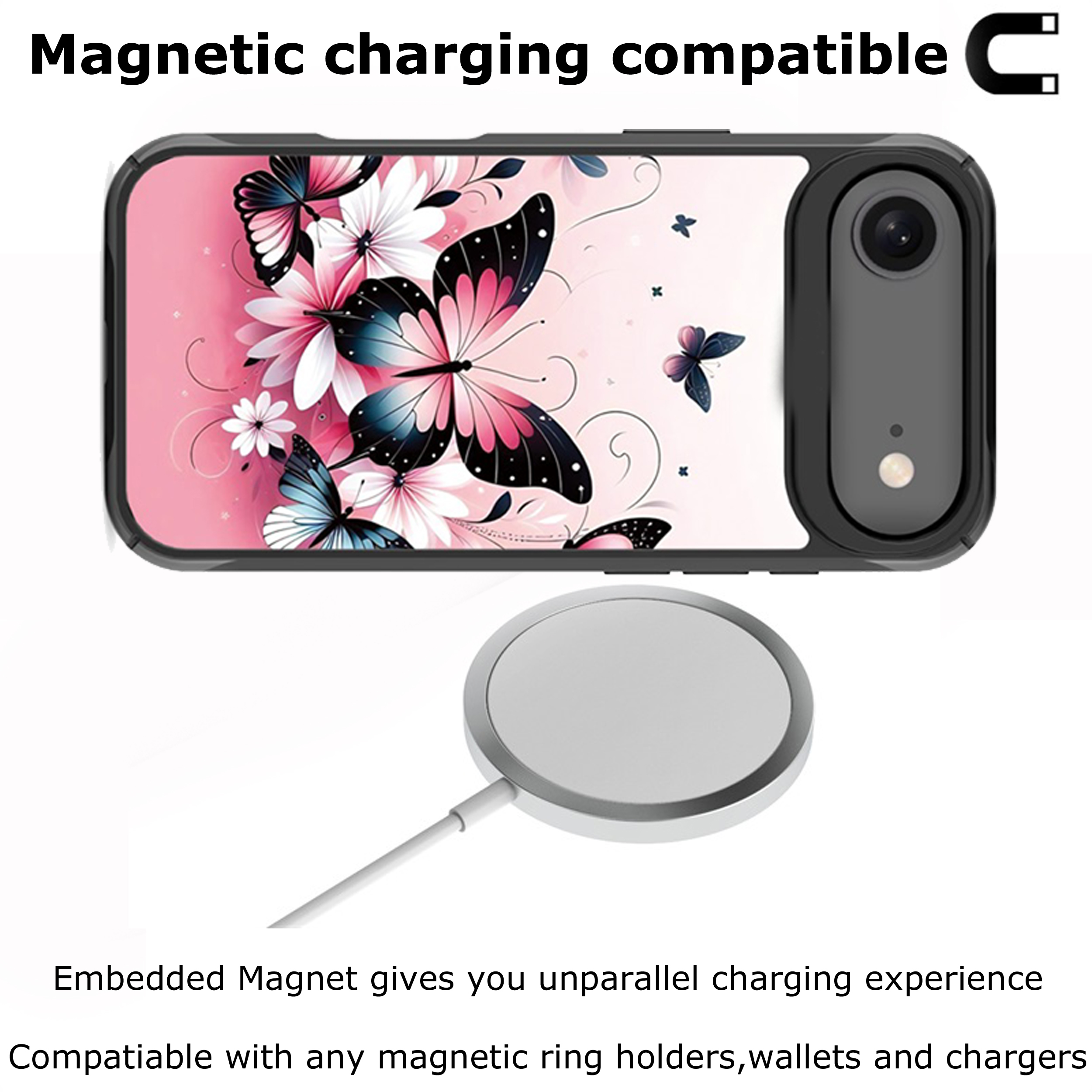 Magnetic-Charging Compatible Case for iPhone Air — Butterfly Bouquet