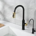 thumbnail image 3 of SUMERAIN Single Hole Kitchen Faucet with Pull Out Sprayer Stainless Steel Kitchen Sink Faucet Single Handle Faucet Swivel Spout,Black and Gold, 3 of 11