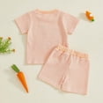 thumbnail image 4 of UAYOTSE Toddler Baby Boy Girl Easter Outfit Embroidery Knit Short Sleeve T Shirt Top and Shorts 2Pcs Set,Sizes 12-18 Months, 4 of 7