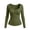 Army Green, variant on Sweetheart Neck Ribbed Top for Women Ghalytn Front Ruched Slim Fit - Long Sleeve Curved Hem Casual Blouse