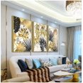 thumbnail image 2 of Set of 3 design poster murals, forest golden leaves palm leaf, without frame, mural print pictures art poster decoration for living room, 2 of 5