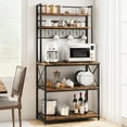 thumbnail image 6 of IDEALHOUSE Kitchen Bakers Rack, Microwave Oven Stand with Large Storage, Industrial Coffee Bar Station, 5-Tier Kitchen Utility Storage Shelf with 6 Hooks for Spice, Pots Organizer, Rustic Brown, 6 of 9