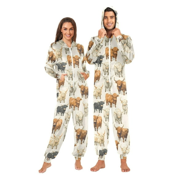 joogoo Highland Cows Unisex Adults Onesies Pajamas Jumpsuits L