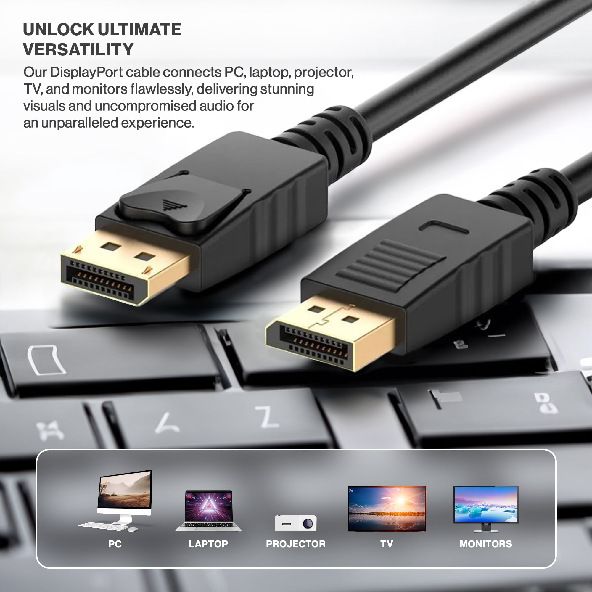 Lordtronics 6FT Display Port to Display Port Cable DP to DP 4K Video Cord
