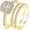Gold, variant on Gold Three-in-One Wedding Engagement Bridal Halo Ring Set for Women,Size 8