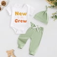 thumbnail image 2 of KPOPLK Summer Newborn Infant Baby Boys Clothes Baby Boy Bodysuit Pants +Hat Outfit Set for 0 3 6 9 12 18 Months(3-6,White), 2 of 8