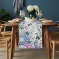 thumbnail image 2 of Watercolor Flowers Table Runner - 72 Inch Long, Kitchen Dining Table Runner Dresser Scarves, Spring Butterflies Floral Gray Wood Farmhouse Decor for Coffee Tables Wedding Party Banquet, 2 of 8