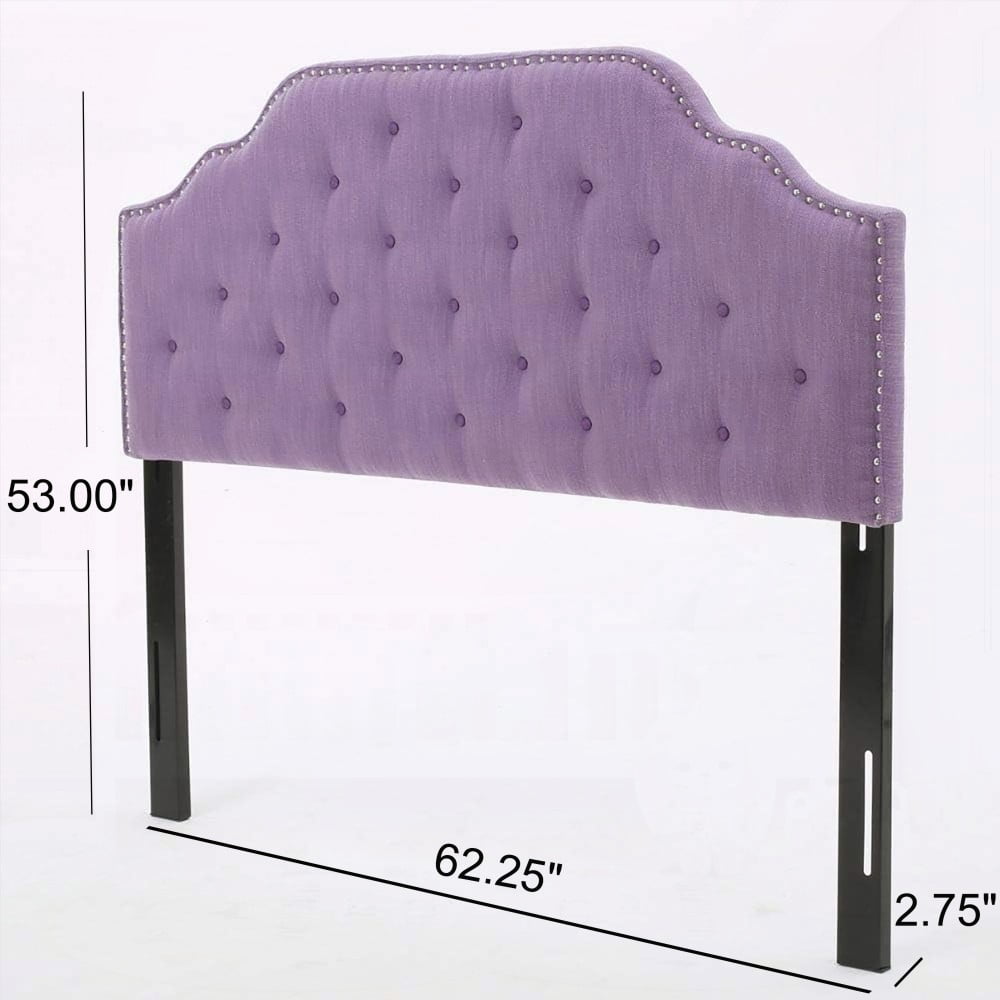 Tufted Headboard Queen Size - Solid Wood & Metal, Button Tufted Design