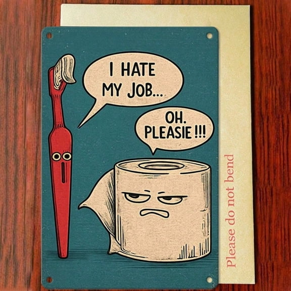 HELLOYOUNG Funny I Hate My Job Tin Sign 12x8 Inch Vintage Metal Wall Decor for Bathroom Office Kitchen Outdoor Rustic Plaque Gift
