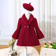 thumbnail image 2 of Toddler Kids Girls Collar Wool Coat Long Sleeve Button Down Warm Cozy Windproof Elegant Classic Outerwear 4-5 Years, 2 of 8
