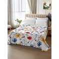 thumbnail image 2 of Spring Floral Queen Size Flat Sheet, Wrinkleproof & Fadeproof Cooling Flat Bed Sheet Only, Elegant Watercolor Botanical Flower Breathable Soft Bedding Top Sheets 90 x 102 Inches, 2 of 8