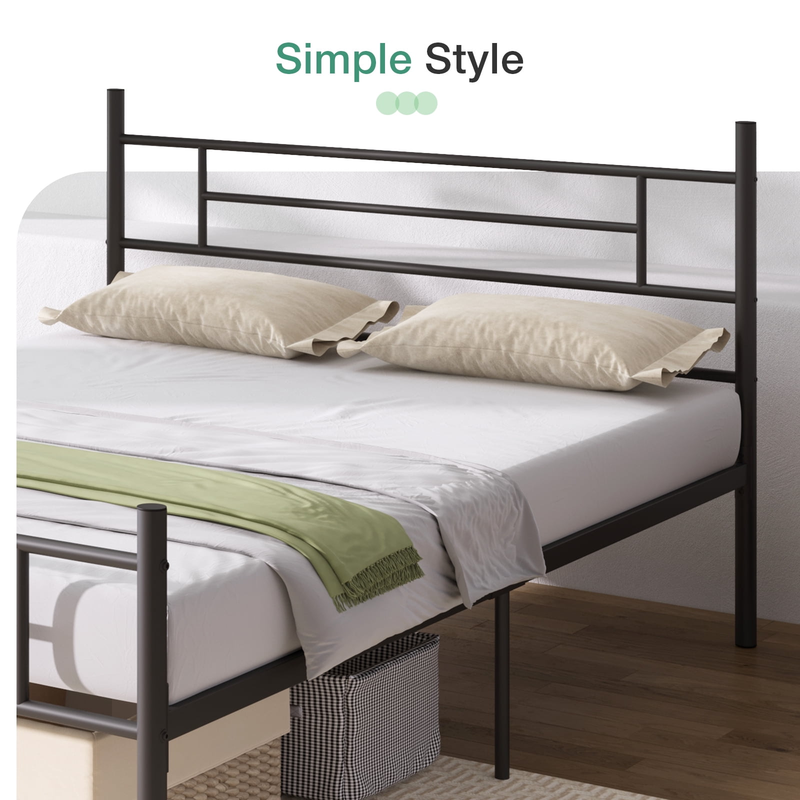 Novilla King Size Bed Frame with Headboard and Footboard, 14 Inch Metal Platform Bed Frame King, Large Storage Space, Strong Metal Slats Support, Mattress Foundation No Box Spring Needed