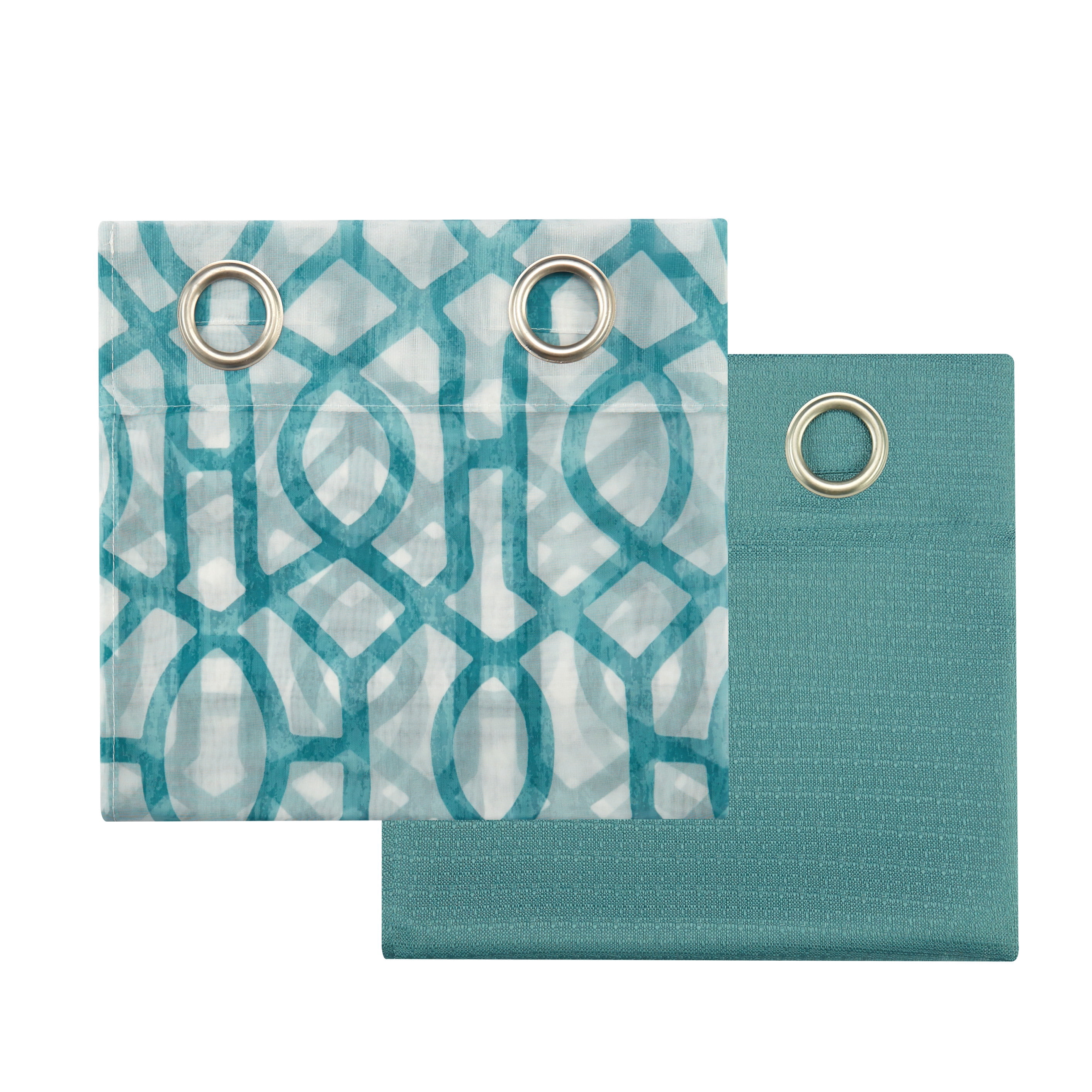 Mainstays 4-Piece Transitional Printed Grommet Light Filtering Window Curtain Panel Set, Pacifica Aqua, 63" x 110"
