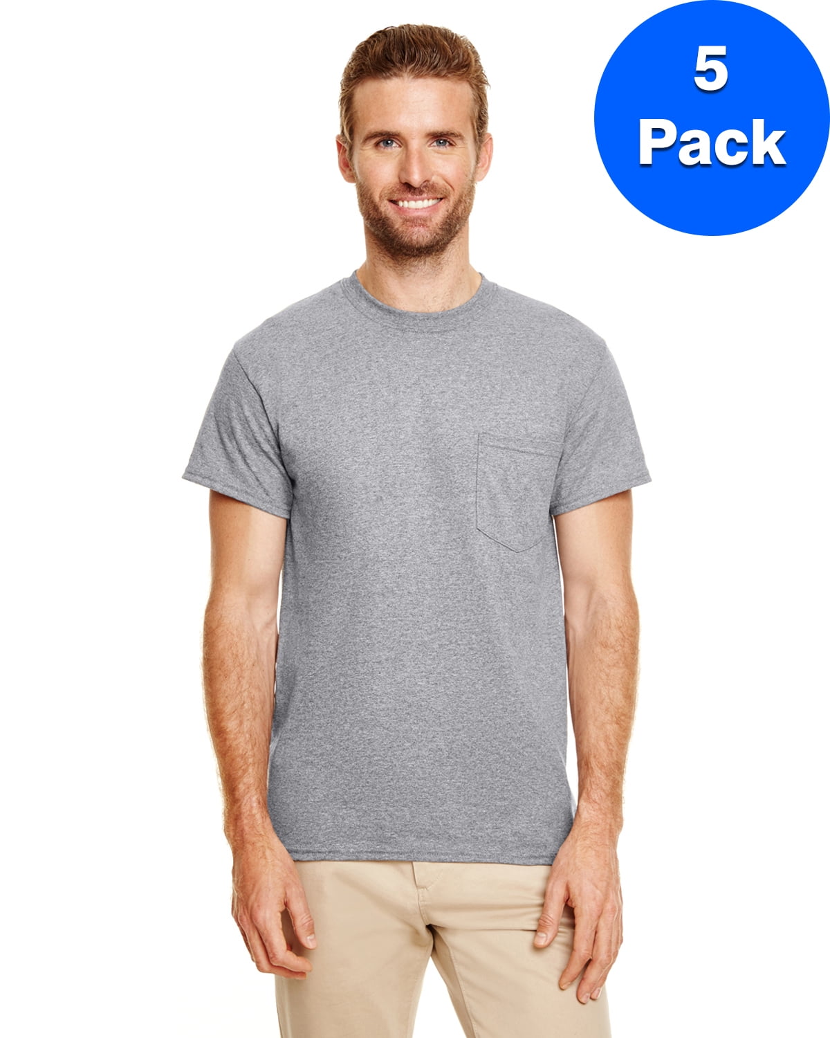 Gildan - Mens DryBlend 5.6 oz 50/50 Pocket T-Shirt 5 Pack - Walmart.com ...