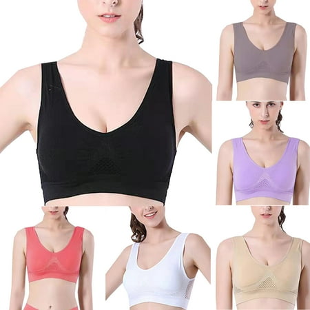 Fesfesfes Bras for Women Wireless Ladies Traceless Comfortable Sports Build in Bras Vest Sports Bra Underwear Womens Sports Bras
