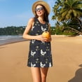 thumbnail image 7 of Bixox Cartoon Rooster Print Women's Sleeveless A-Line Dress with Pockets, Casual Knee-Length Tank Dress for Summer-Small, 7 of 7