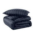 thumbnail image 1 of Bare Home Housse de Couette et Ensemble de Taies de Luxe - Premium 1800 Collection - Ultra Doux - Lit Simple/simple TG, à Carreaux - Minuit/blanc, 2 Pcs, 1 of 7