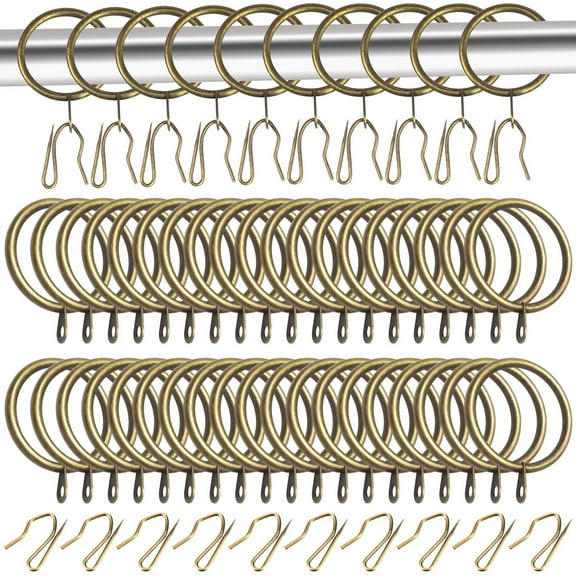 40 Pack Metal Drapery Curtain Rings, 30mm Inner Diameter, Heavy Duty Rustproof Metal Drapery Rings with Pinch Pleat Curtain Hooks, Decorative Clips Rings