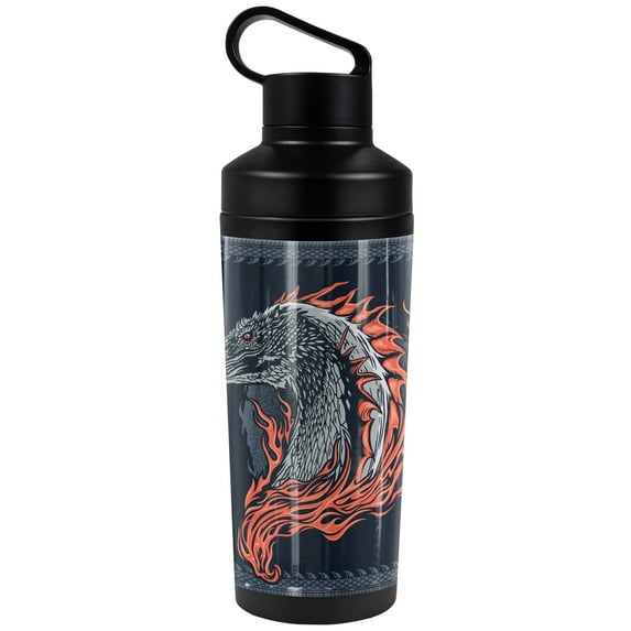 House of The Dragon Official Flames 18 oz Insulated Water Bottle, Leak Resistant, Vacuum Insulated Stainless Steel with 2-in-1 Loop Cap