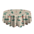 thumbnail image 5 of Beige Christmas Holly Pattern Round Tablecloth 60"x60",Wrinkle Wipeable Table Cloth for Kitchen Dining Room Picnic Patio Party, 5 of 6