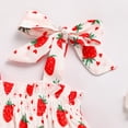 thumbnail image 6 of ZEHJUHAN Baby Girl's Sleeveless Ruffle Print Bow Strap Romper, Lace Trim Jumpsuit with Snap Closure Strawberry 2，9-12M, 6 of 7