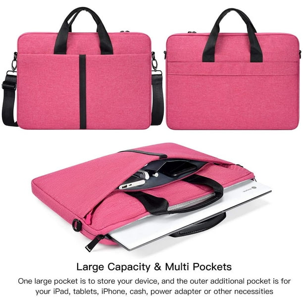 15.6 Inch Laptop Sleeve Shoulder Bag Waterproof Men Women Briefcase Handbag Case Hot Pink 17.3 Inch
