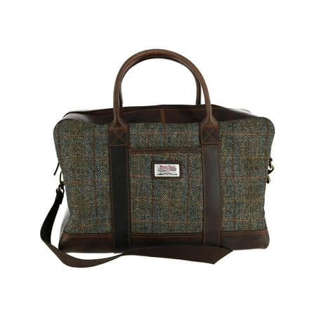 Size one size Mens Carloway Harris Tweed and Leather Holdall Briefcase,