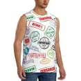 thumbnail image 2 of Uemuo Stamp Set Collection Pattern Men's Sleeveless T-Shirt,Muscle Athletic Tank Top, Moisture-wicking Quick-dry Breathable Classic Tee Top for Gym Run Outdoor Sports-3X-Large, 2 of 8