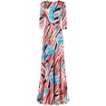 thumbnail image 2 of Bon Rosy, Women's, 3/4 Sleeve V-Neck Printed Maxi Faux Wrap Floral Dress, Coral Blue, L, 2 of 3