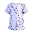 thumbnail image 5 of VBVC Women's Floral Print Henley Blouse , Ladies' V-Neck Short Sleeve Summer Top , Boho Tropical Vacation Shirts For Women,Blue,S-3XL, 5 of 8