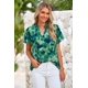 thumbnail image 3 of Blusa MASCOMODA de chifón floral bohemio de manga corta para mujer, 3 of 6