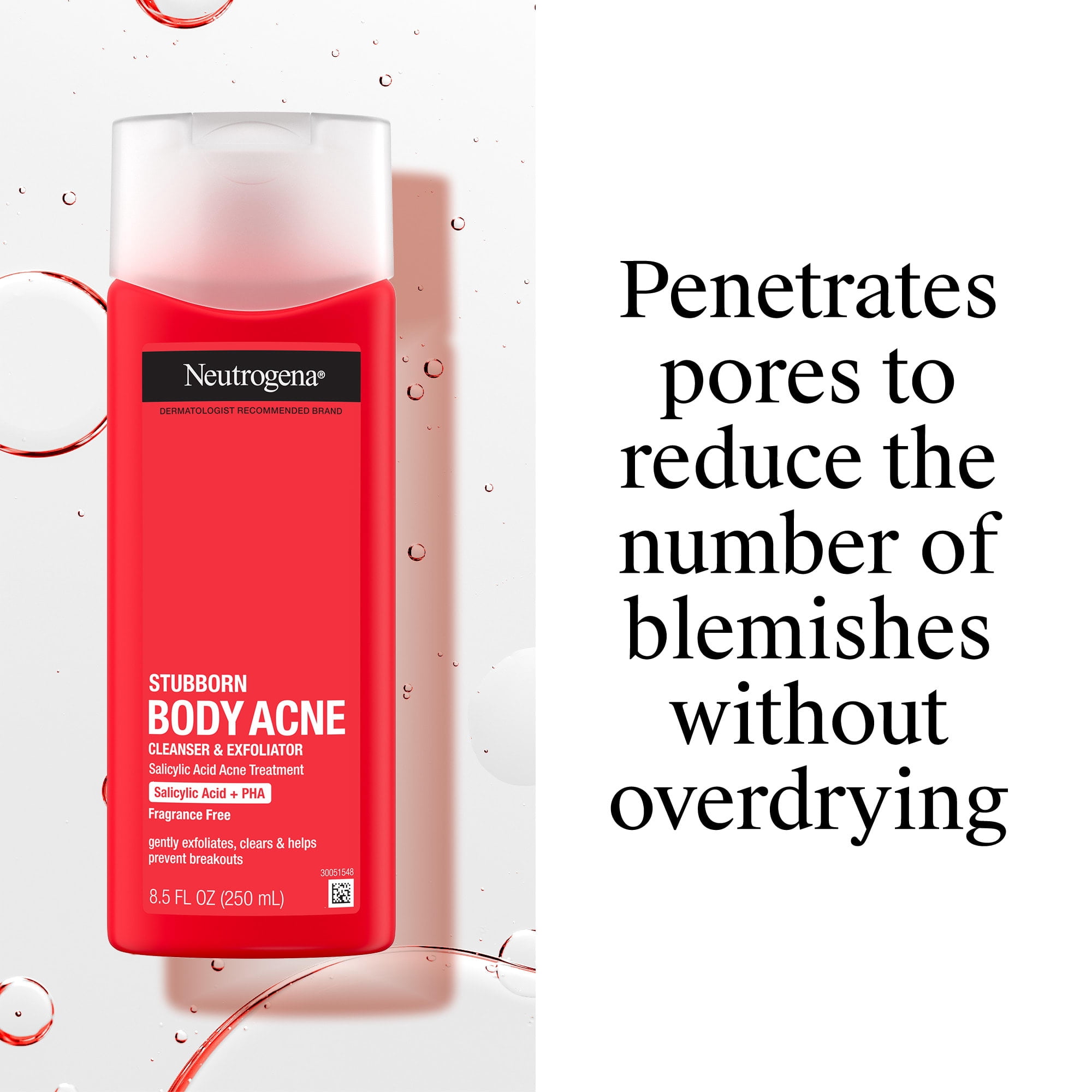 Neutrogena Acne Body Wash, Stubborn Acne Cleanser & Exfoliator, 8.5 oz