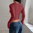 thumbnail image 4 of Vinsonshop Long Sleeve Ribbed Knit Crop Tops Women Square Neck Sweaters Slim Fit Casual Pullover Basic Jumpers Fall Fashion Everyday Wine S, 4 of 9