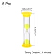 thumbnail image 2 of Uxcell 1 Minute Sand Timer, 6pack Small Sandy Clock, Count Down Sand Glass Yellow, 2 of 5