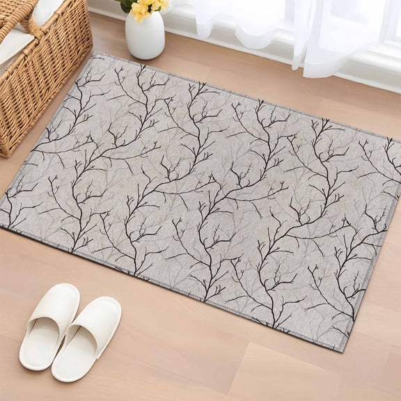 Black Grey Branches Entryway Rug 2'x3' Non Slip Front Door Mats, Vintage Art Farmhouse Entrance Rugs Indoor Outdoor Carpet, Washable Floor Mats Small Area Rug for Bedroom Kitchen