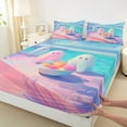 thumbnail image 3 of Manfei Child Swimming Pool Ghost Bed Sheets, Blue Pink Cartoon King Sheets, Kawaii Halloween Animal Sheet Set, Microfiber Bedroom Decor, 4-Piece, 3 of 7