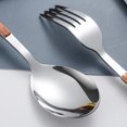 thumbnail image 3 of Juego de 4 cubiertos de acero inoxidable, vajilla portátil con mango de madera de imitación, tenedor, cuchara, cortador de carne y cubiertos para frutas (tenedor)., 3 of 7