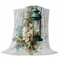 thumbnail image 6 of Vintage Oil Light Blanket Soft Cozy Warm Throw Blanket for Couch, Plush Fuzzy Flannel Fleece Blankets for Sofa, Spring Flowers Leaves Candles Country Bed Blankets Lightweight Gifts for Women, 50"x80", 6 of 9