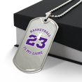 thumbnail image 3 of Basketball Sports Necklace I Jersey Design No. 23 I Personalized Sports Jewelry - Graphic Military Dog Tag Necklace (Optional Personalized Engraving), 3 of 5