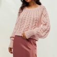 thumbnail image 3 of Suéteres De Punto Suéteres Cuello redondo Crochet Estilo casual Mujer Traje diario simple Ygjytge Rosa T M para Mujer, 3 of 5