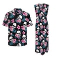 thumbnail image 6 of Yuyamidu Couple Matching Outfits Skull Shirts for Men Floral Maxi Dresses for Women Sleeveless Long Split Round Neck Dress with Pockets Mens Short Sleeve Dress Shirts Wrinkle Free Shirt Men's S, 6 of 7