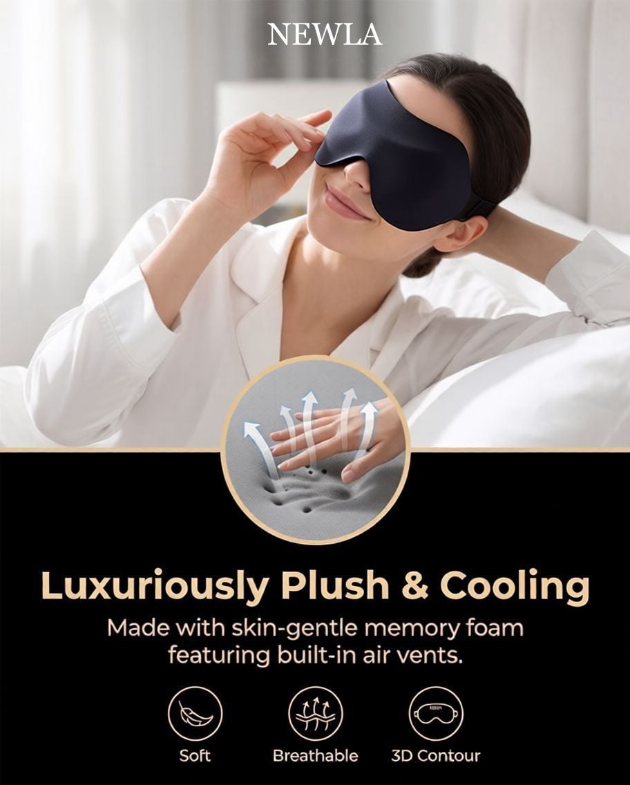 FACEMOON Weighted Sleep Mask 100% Blackout 3D Contoured for Men and Women Serene Garden Sleep Soft Memory Foam Zero Pressure Airplane Travel Green