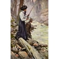 thumbnail image 2 of Dunton, William 22x32 White Modern Wood Framed Museum Art Print Titled - Lady Fishing from The Greater Power 1909, 2 of 4