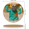 thumbnail image 2 of GZHJMY 6Pcs Round Funny French Bulldog Dog Dressed Up with Cactus Costume Ceramic Coasters with Cork-Backed for Coffee Drink, Cup Mat Absorbent Stone Coasters, 2 of 5