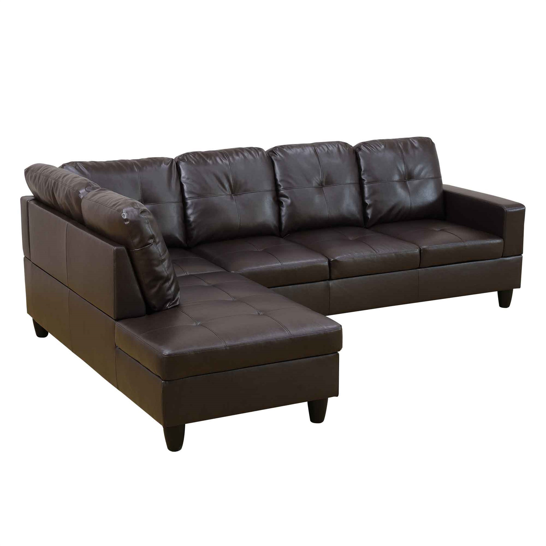 Hommoo Faux Leather Living Room Furniture Set, Sectional Sofa Set, Left Side, Brown