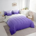 thumbnail image 3 of Manfei Purple Bedding Sets Full Size,Silver Ombre Comforter Sets with Sheets,Modern Aesthetic Art Bed in a Bag Full Size,Breathable Room Decoration Reversible,7-Piece, 3 of 7